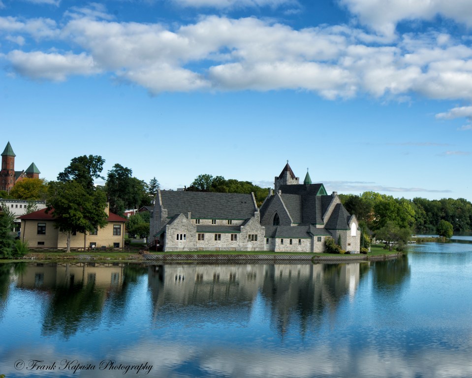 After 50 years, the new Trinity Episcopal Church was built across the canal in 1885. The limestone used came from Fayette and Onondaga, NY. Seneca Falls, NY